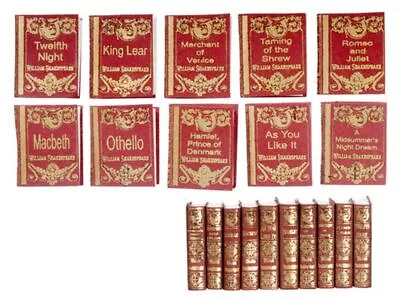 Dollhouse Miniature Set Of 10 Books Of Famous Shakespeare Plays By Ellens Miniat • $26.99