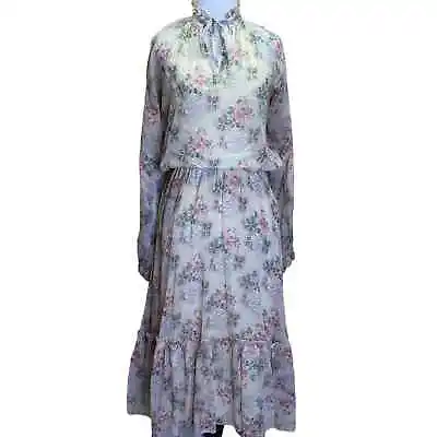 Jonathan Logan Vintage Floral Flower Prairie Dainty Long Sleeve Dress Size 7/8 • $54