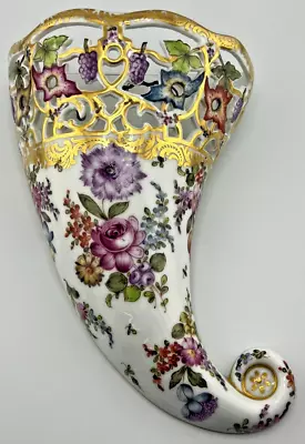 Meissen Porcelain Floral And Gold Gilding Wall Pocket • $1575