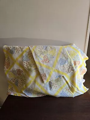 Set Of 2 VTG  Standard Pillowcases No Iron Muslin Floral Yellow Multicolor • $19.99