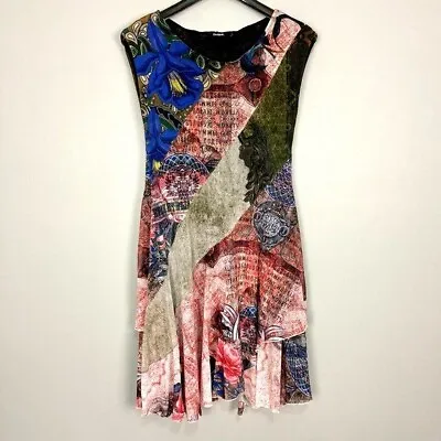 Desigual My Sweetheart Patchwork Print Dress Women’s Size S Cap Sleeve Mesh Boho • $49.99