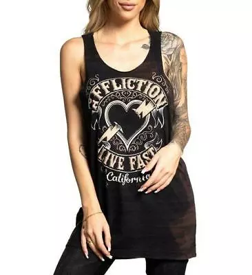 AFFLICTION Women's T-Shirt TANK TOP MARSHAL Athletic Wings Biker MMA • $22.95