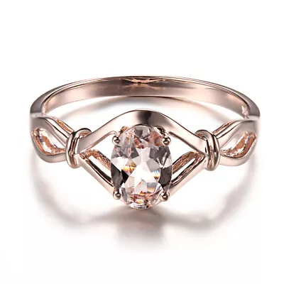 0.56ct Lightest Pink Morganite Wedding 10k Rose Gold Prong Setting Ring Jewelry • $358