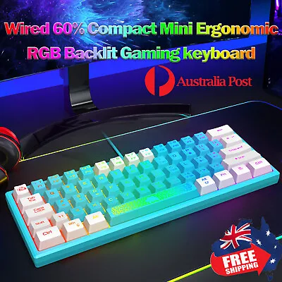 $12.99 • Buy Wired 60% Gaming Keyboard RGB LED Backlit USB Mini Keyboard Game PS4 Xbox Office