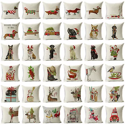 $3.79 • Buy Christmas Animal Throw Pillow Case With Dog Winter Scarf Cat Horse Cushion Cover