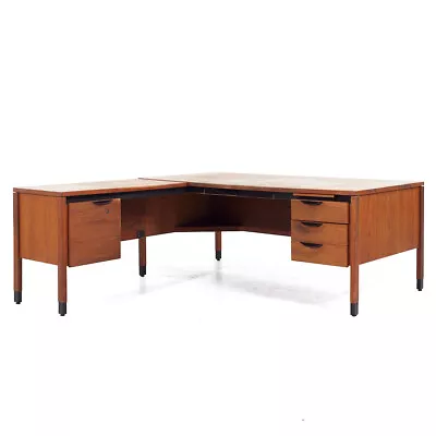 Jens Risom Mid Century Walnut Corner Desk • $5595