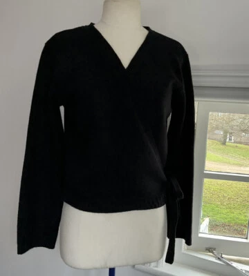 £25 • Buy Marks & Spencer Black Pure New Wool/Angora Jet Black Wrapover  Cardigan UK 16