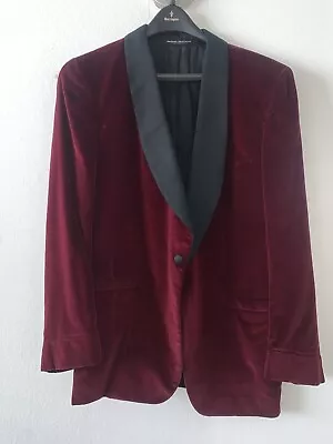 Vintage 1960s Brooks Brothers Red/wine Velvet Shawl Collar  Dinner Jacket USA 42 • $200