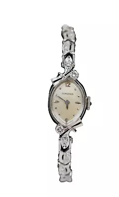 Vintage Longines Wittnauer 14K White Gold Diamond 17 Jewel Ladies Wrist Watch • $497.25