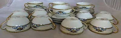 Antique Set 12 Noritake Malvern 69538 Handpainted Tea Cups & Plates 1918 Japan  • $69.95