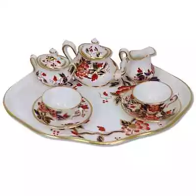 10pc Crown Staffordshire Mini Doll Imari Coral Bone China Tea Set 1900's • $309