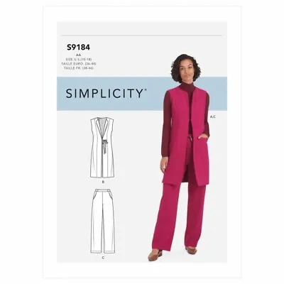 Simplicity Sewing Pattern S9184 Misses’ Long Waistcoat Straight Leg Trousers • £16