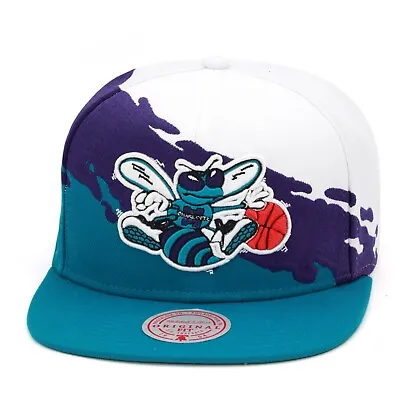 Mitchell & Ness Charlotte Hornets Paintbrush Snapback Hat Cap Teal/Purple/White • $35.90