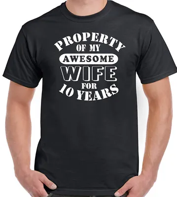 Wedding Anniversary 10th T-Shirt Mens My Awesome Wife Funny Gift 10 Year Husband • $17.80