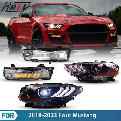 For 2018-2023 Ford Mustang Dual Beam Headlights LED DRL Projector + Fog Lights • $699.98