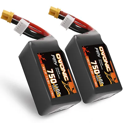 2X OVONIC 4S Lipo Battery 14.8V 750mAh 110C With XT30 Plug For RC Drone FPV Heil • $55.99