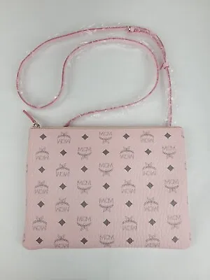 $470 MCM Powder Pink Visetos Coated Canvas Crossbody Pouch Bag MYZCATA07QH001 • $234.99