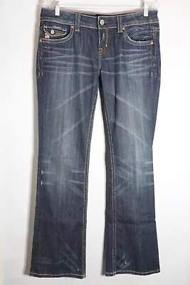 MEK Denim Jeans Womens Blue Dark Wash Los Angels Boot Cut Stretch Low Rise 31 34 • $17.85