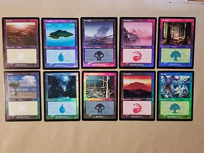 MTG Dominaria Remastered FOIL Retro Frame Basic Land Set Of 10 (NM/M) • $15.99