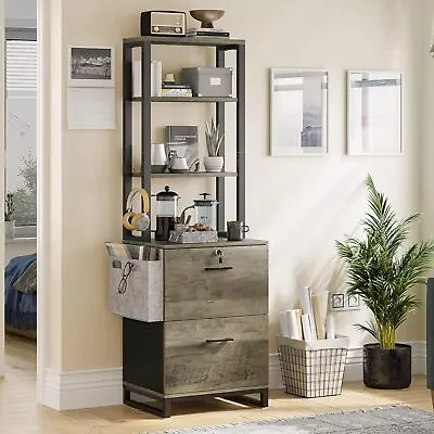 2 Drawer Open File Cabinet Filing Cabinet With Lock Fits Letter For Home Office • $139.99