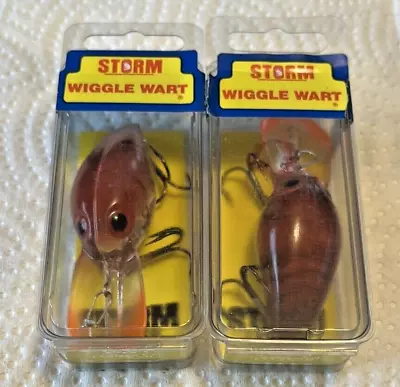 Lot Of 2 Vintage Storm Pre Rapala Wiggle Warts V59 Phantom Brown Crayfish Nib • $180