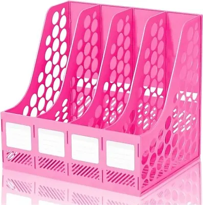 Desk DIY File Magazine Rack PINK Coloured Desktop File Organiser File Organizer • £9.99