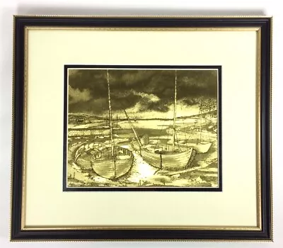 Vintage Manifestations Gold Foil “Sailboats” Optical Illusionary Art 15”x13” • $16