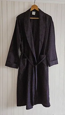 Men's Vintage Retro Canda Dressing Gown Robe Navy With Red Polka Dots Size Small • £4