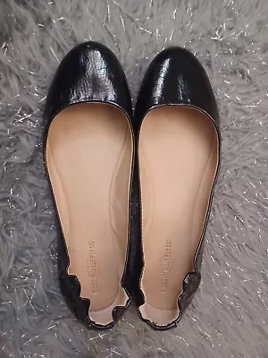 Mossimo Supply Flats Size 11 Black Glossy Faux Patent Leather Slip On Shoes • $17