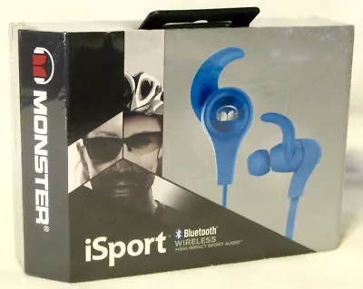 Monster ISport Bluetooth Wireless Hi-Impact Sport Audio In-Ear Headphone BLUE 🎁 • $46.85