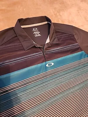 NEW Oakley Hydrolix Mens Polo Shirt XXL Gray Blue Stripe 2xl • $14
