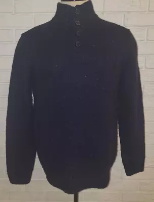 Men's Nautica Navy Blue Button Mock Neck Long Sleeve Sweater Size Medium • $24.99