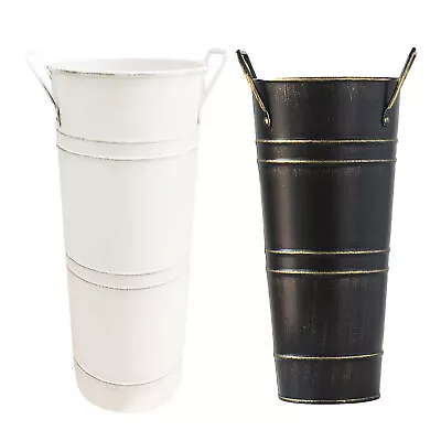 Umbrella Holder Vintage Metal Stand Round Umbrella Bucket Decorative Vase  • $20.08