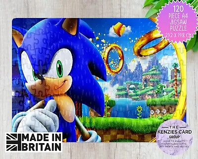 Personalised Sonic The Hedgehog 120 Pcs Jigsaw Puzzle Jigsaw A4 Size Add Name V2 • £8