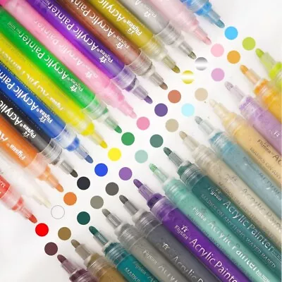 28 Premium Acrylic Paint Marker Pens Double Pack Of Both Fine And Medium Tip • £9.99