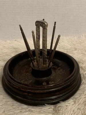 $25 • Buy Vintage Nut Cracker Set With Wooden Nut Bowl Nut Cracker 6 Picks Holiday Decor