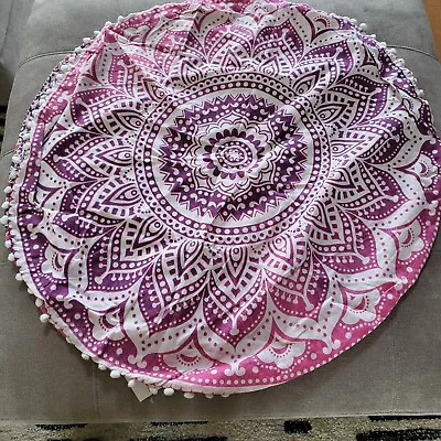 Indian Mandala /Bohemian Cotton Meditation Pillow Cover Only PInk • $9.50