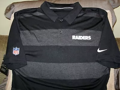 NFL Las Vegas Raiders NIKE Dri Fit Early Season Striped Polo Golf Shirt Men SML • $35.99