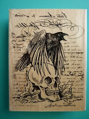 Raven & Skull Collage Large STAMPENDOUS  Rubber Stamp • $20.99