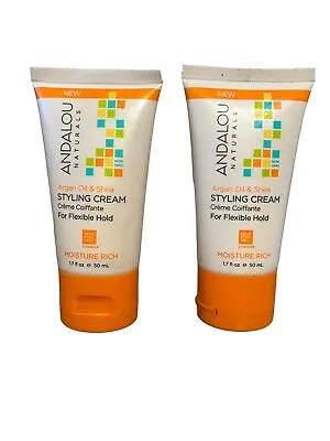 LOT Of 2 Andalou Naturals Argan Oil Shea Hair Styling Cream For Flexible Hold  • $12