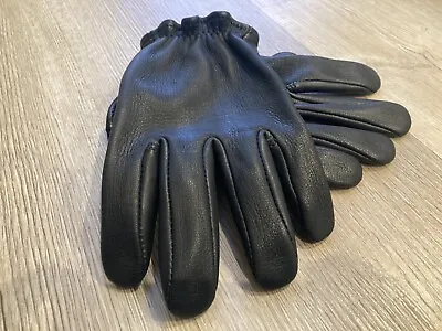 New Langlitz Black Leather Deerskin & Goatskin Premium Motorcycle Gloves - Sz  M • $150