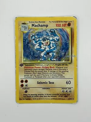 Pokémon TCG Machamp Base Set 8/102 Holo 1st Edition Holo Rare • £6.54