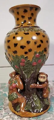 Vintage Handmade Monkeys On A Tree Vase 14 5/8  Tall In Excellent Condition  • $20.99