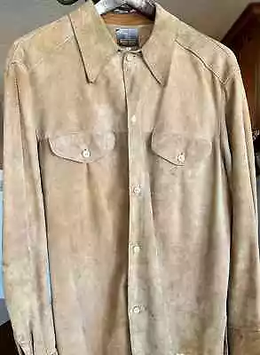 Cool! Vintage Neiman Marcus Suede Leather Honey Colored  Jacket Coat Mens Sz 46 • $69