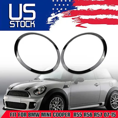 1Pair Black Headlight Trim Ring Bezel Cover For Mini Cooper R55 R56 2007-2015 • $23.98