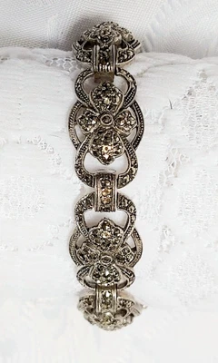 £39.99 • Buy Vintage Antique Art Deco Marcasite Solid Sterling Silver Bracelet Stamped 925