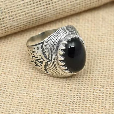 Black Onyx Stone Men's Ring 925 Sterling Silver Father' Day Ring All Size R257 • $19.54