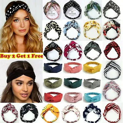 £3.49 • Buy  Boho Floral Twist Knot Headband Elastic Wrap Turban Hair Band Hairband Sports 