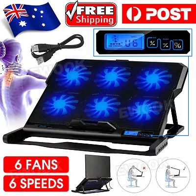 $26.95 • Buy 6 Fans LED USB Adjustable Height Cooler Cooling Pad Laptop Notebook 7 -17 