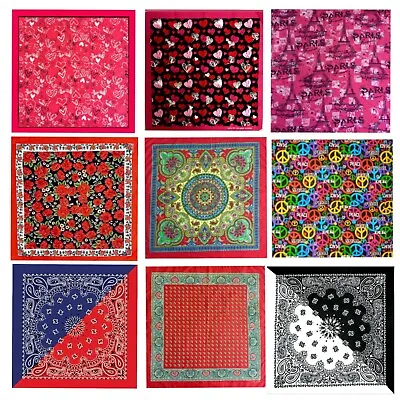 Printed Cotton Bandana 55cmx55cm Scarf Headwear Neckerchief - Pick Your Design • £3.49